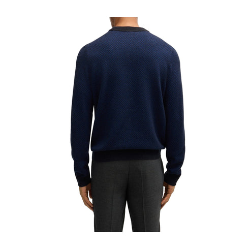 BOSS Pullover Maglia Uomo motivo jacquard bicolore Dark blue A24 - BOSS50526989 - 404 - S - Francavilla Moda